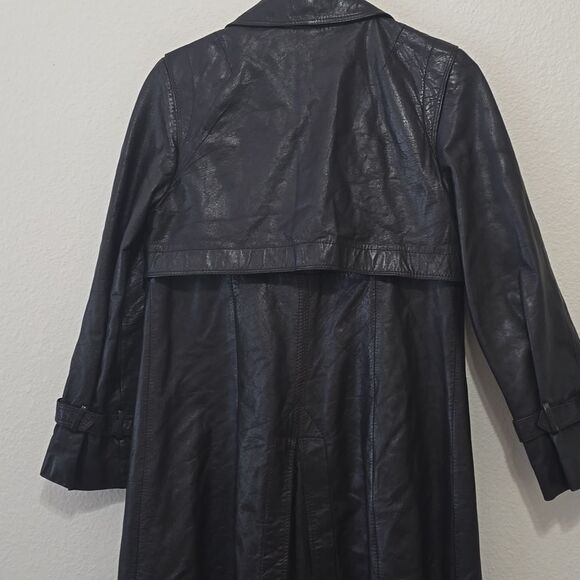 Vintage CR Mates by Domino Leather Trench Coat size 13/14 - Picture 7 of 14